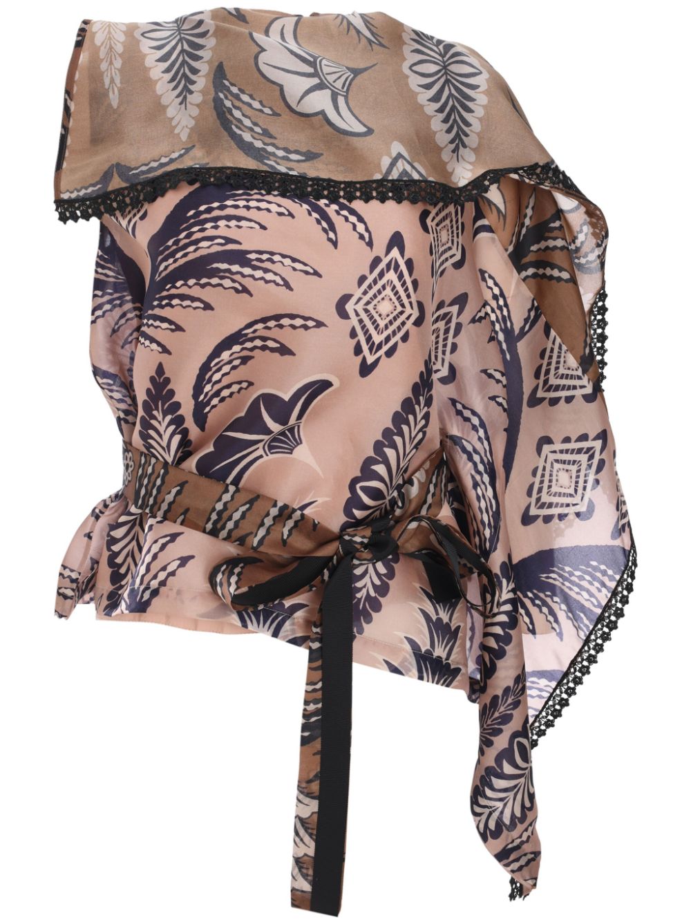 Printed organza blouse - Neutrals
