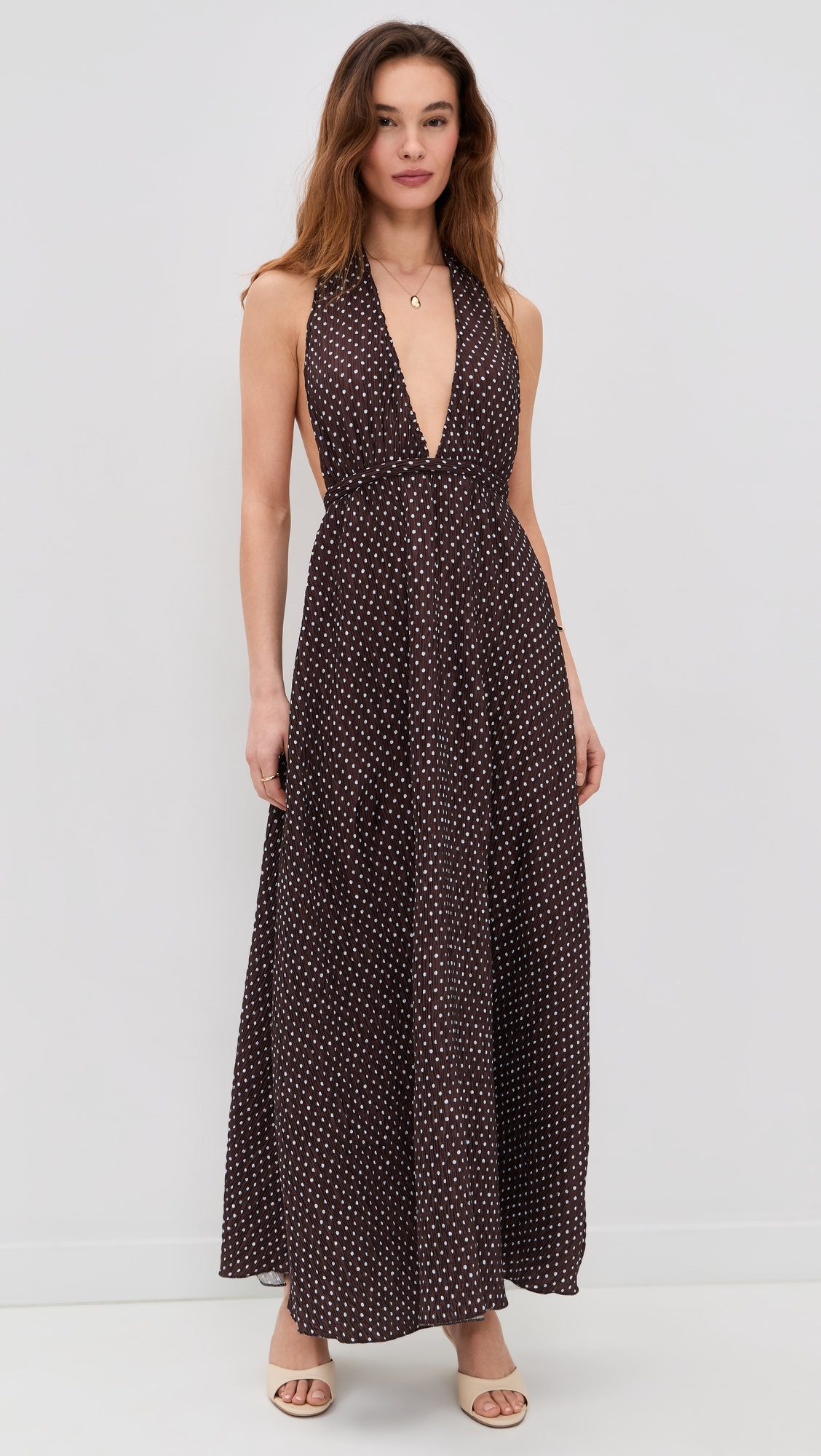 District Maxi Dress CHOCOLATE BLUE POLKA