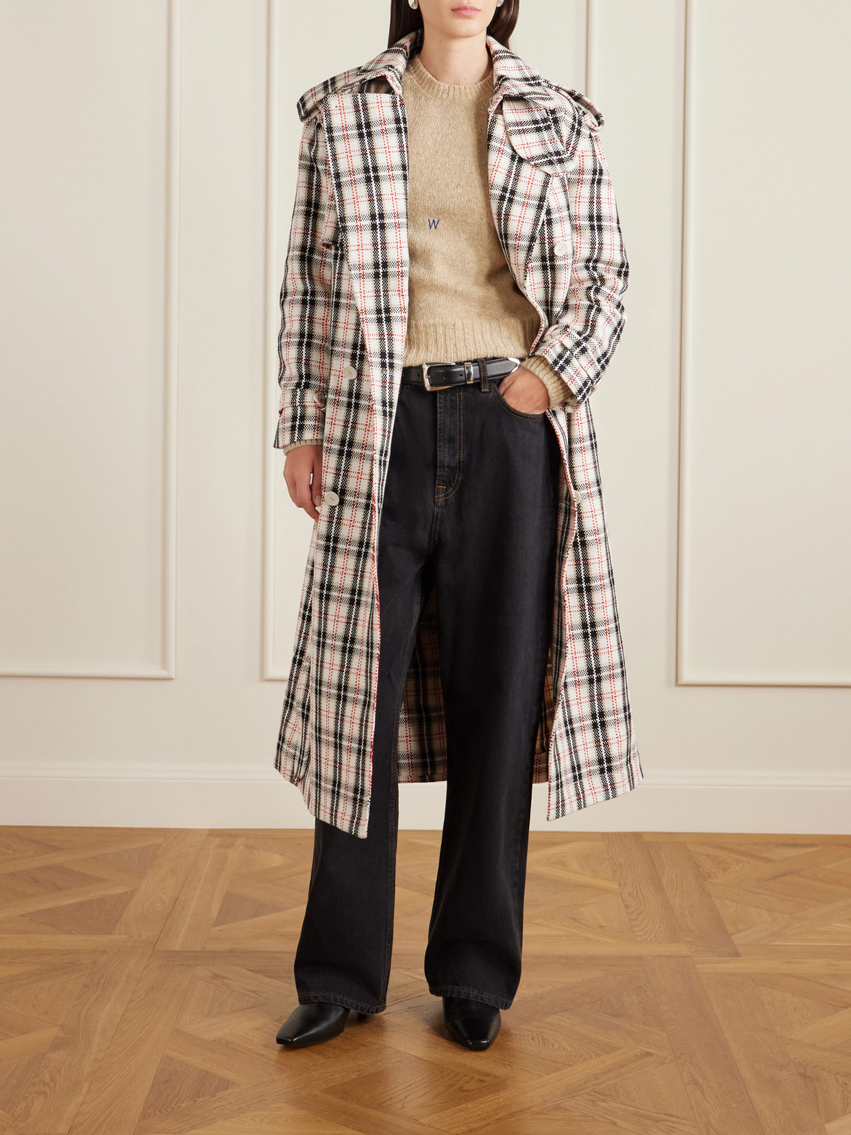 S. S. Daley - Eve Belted Double-breasted Checked Cotton-blend Tweed Trench Coat - Multi