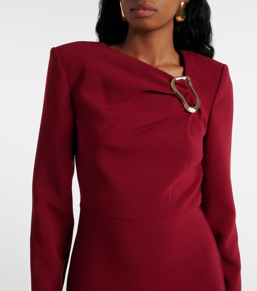 Long-sleeved crêpe midi dress