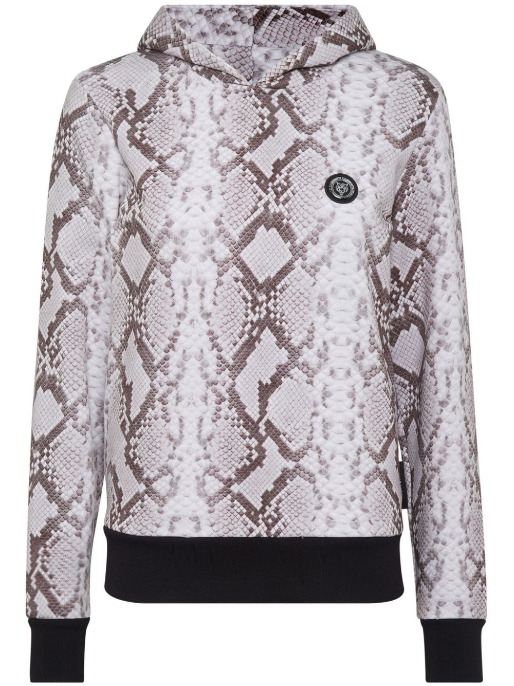 Tiger logo-patch python-print hoodie - Grey