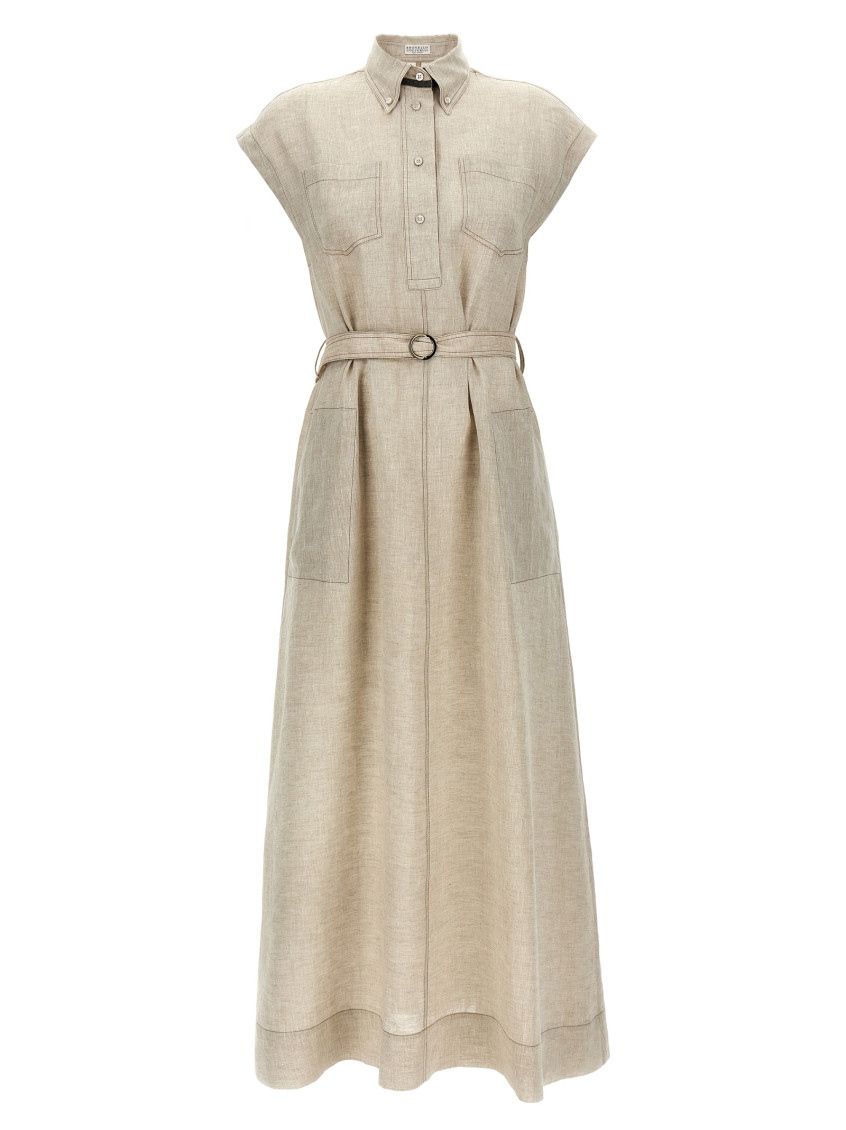 Linen maxi dress - Neutrals