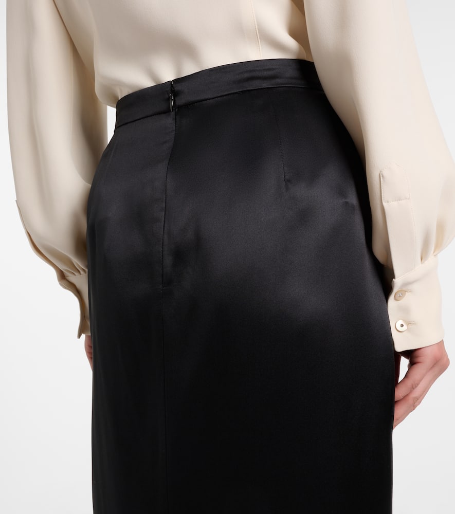 Asymmetric low-rise silk midi skirt