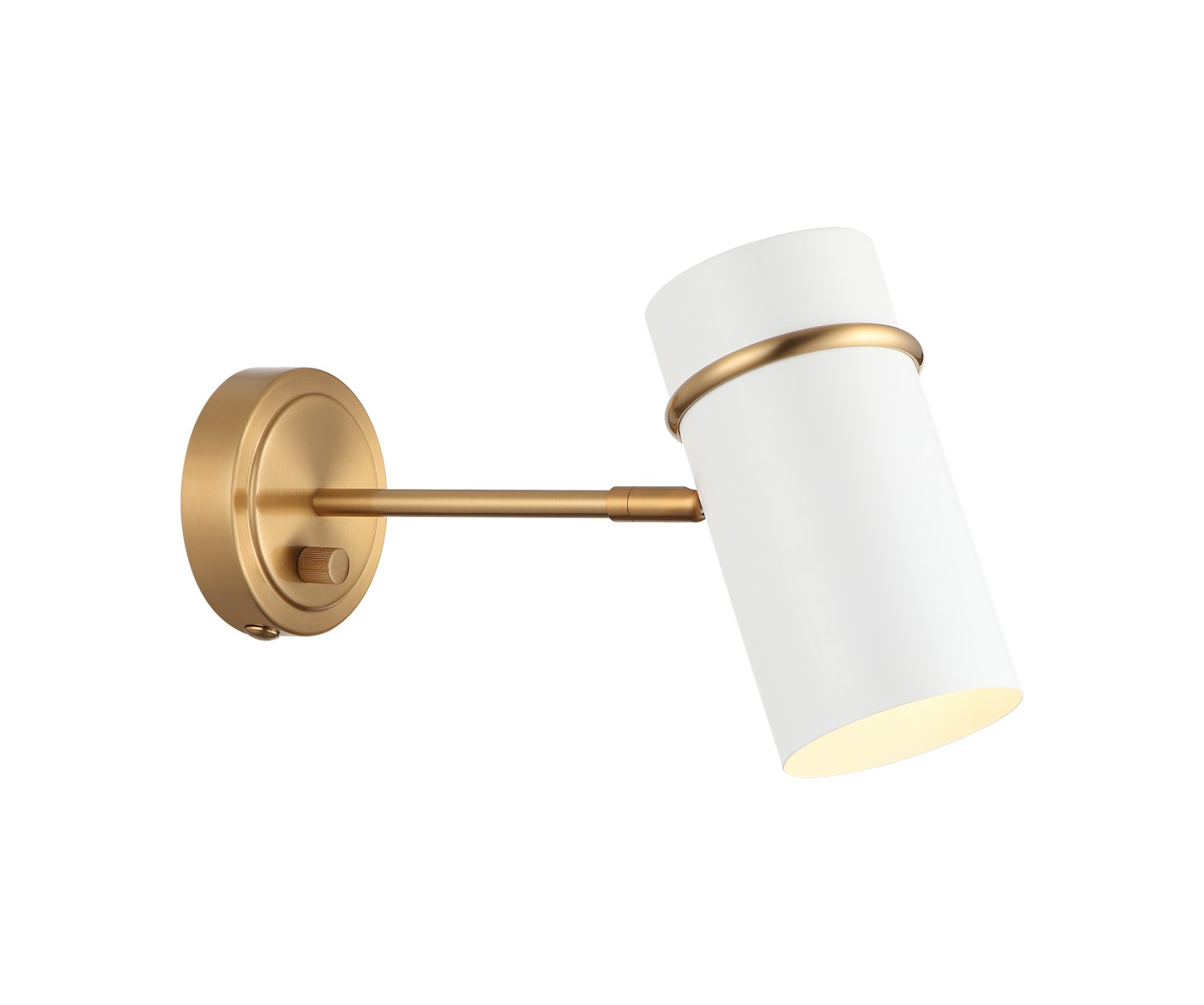 Aged Gold Brass & White Wall Sconce from the Cilindro Collection