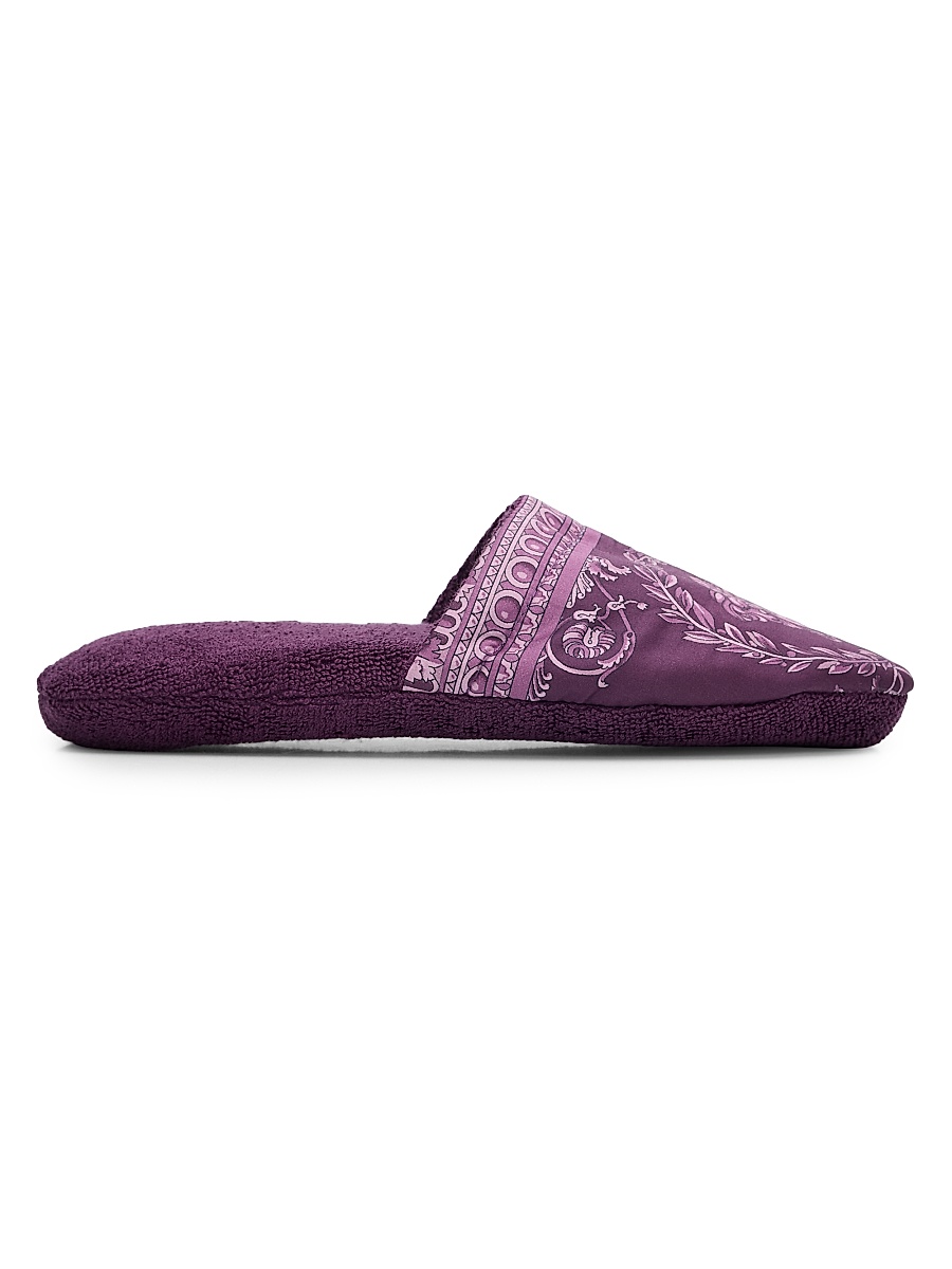 Men's I Heart Baroque Cotton Terry Slippers - Mulberry