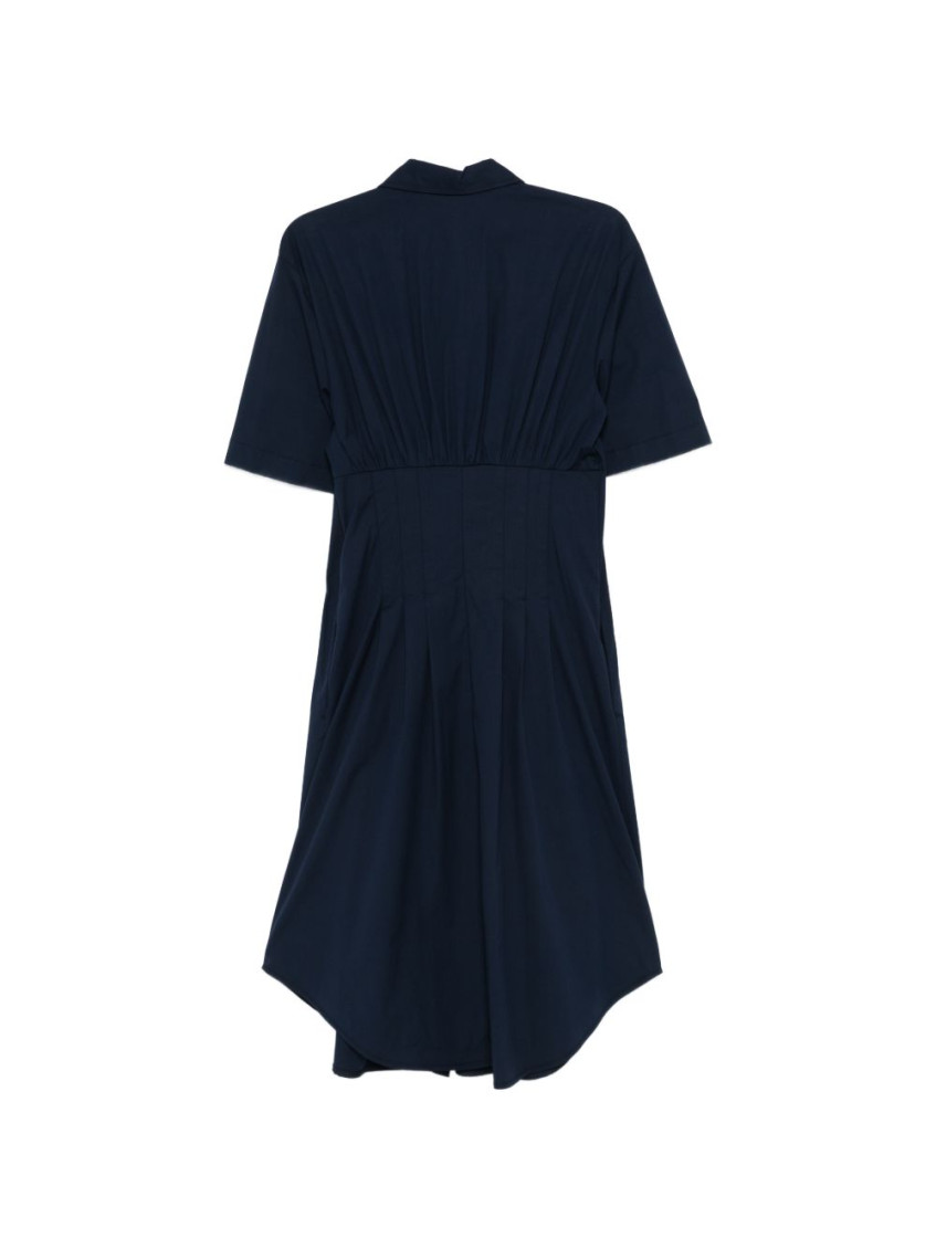 Blue Shirt Collar Midi Dress