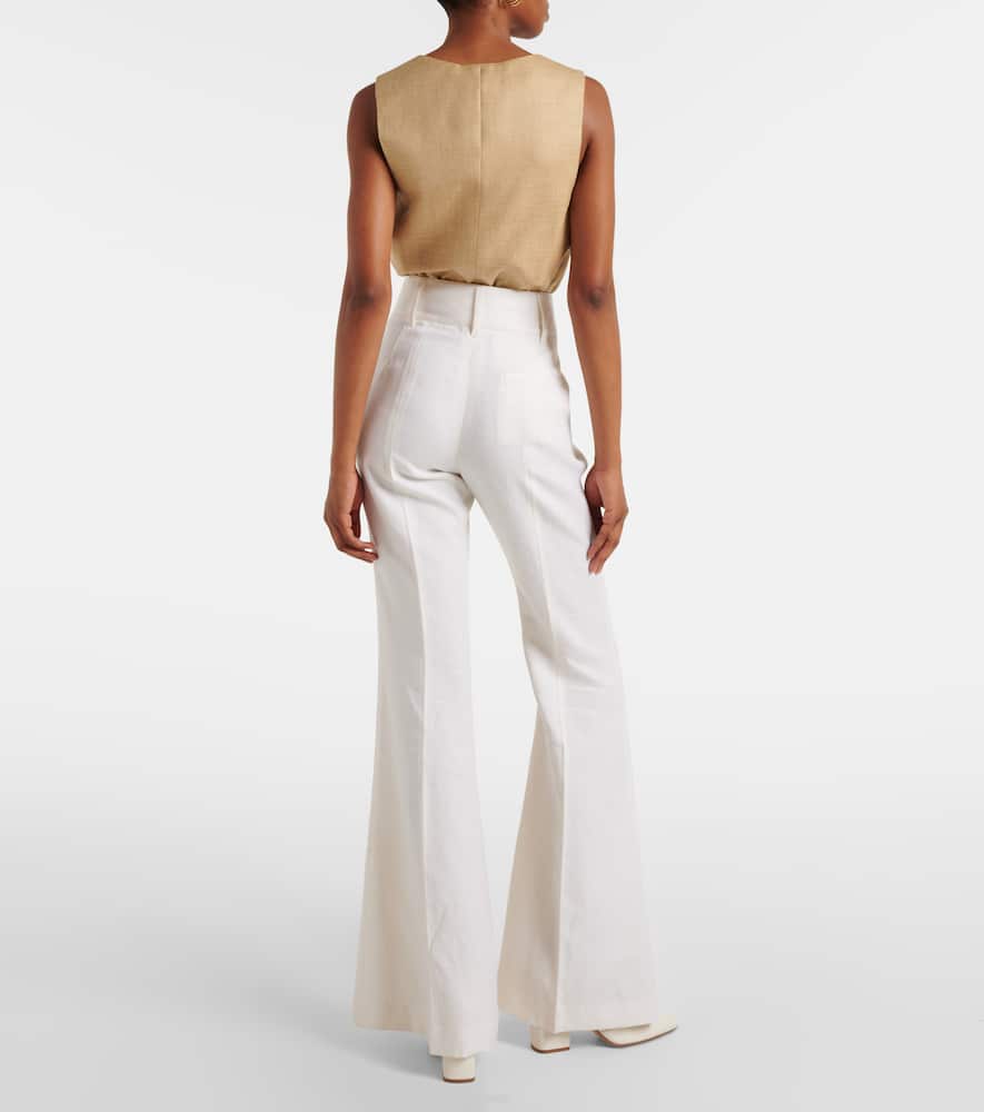 Rhein high-rise linen and wool-blend flared pants