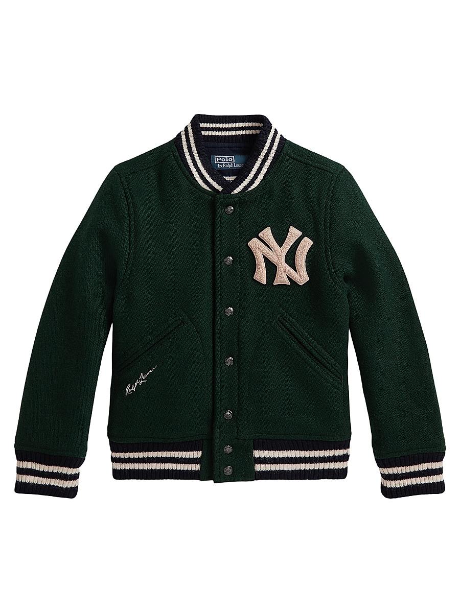 Boy's New York Yankees Wool Bomber Jacket - Moss Agate