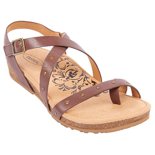 Aetrex® Lauren Leather Orthotic Quarter Strap Sandal