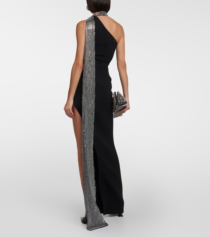 Crystal-embellished scarf gown