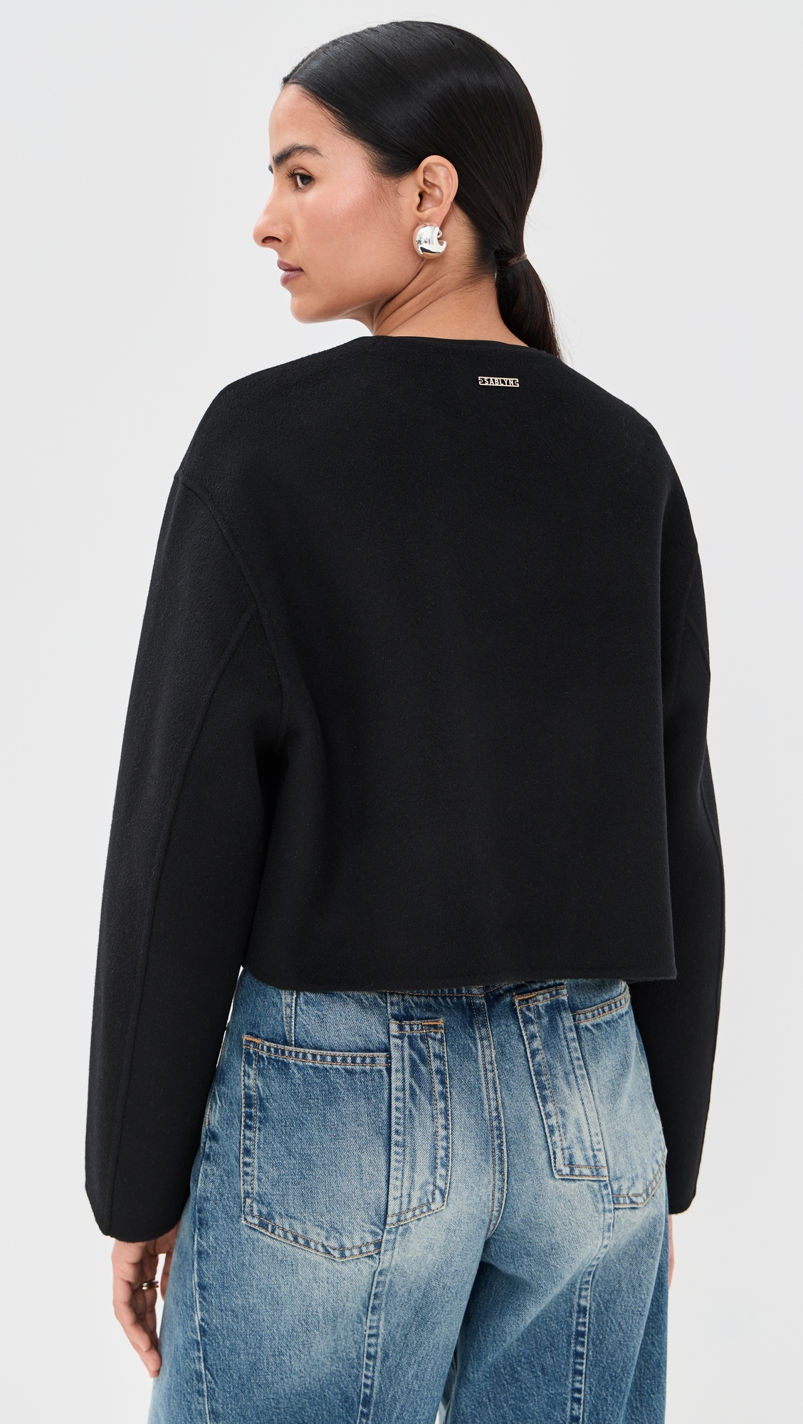 Floren Cropped Double Breasted Coat Black