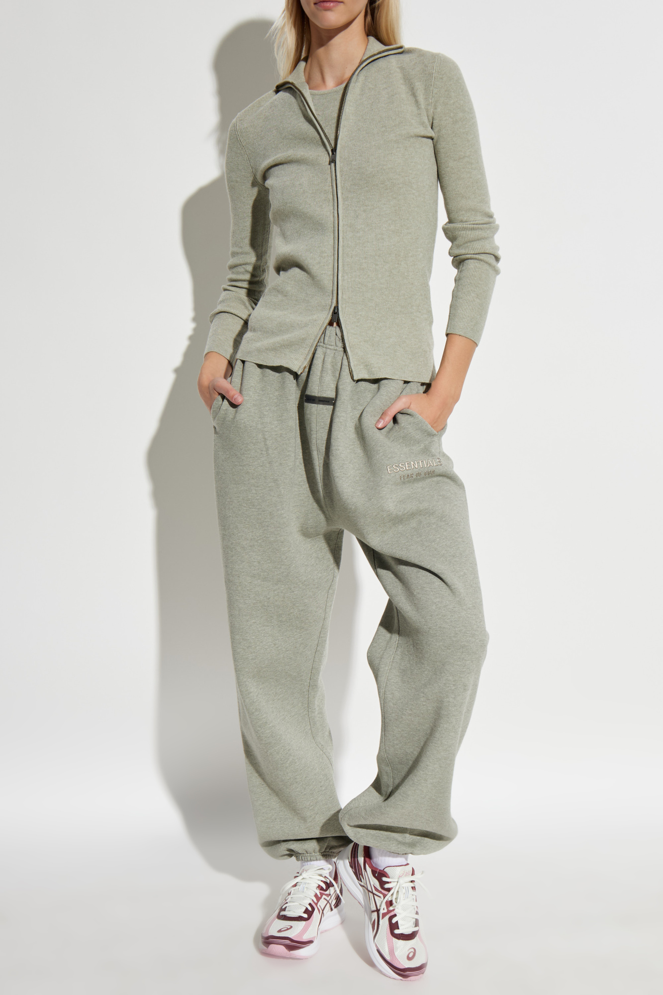 Cardigan With Stand-up Collar, Women's, Grey