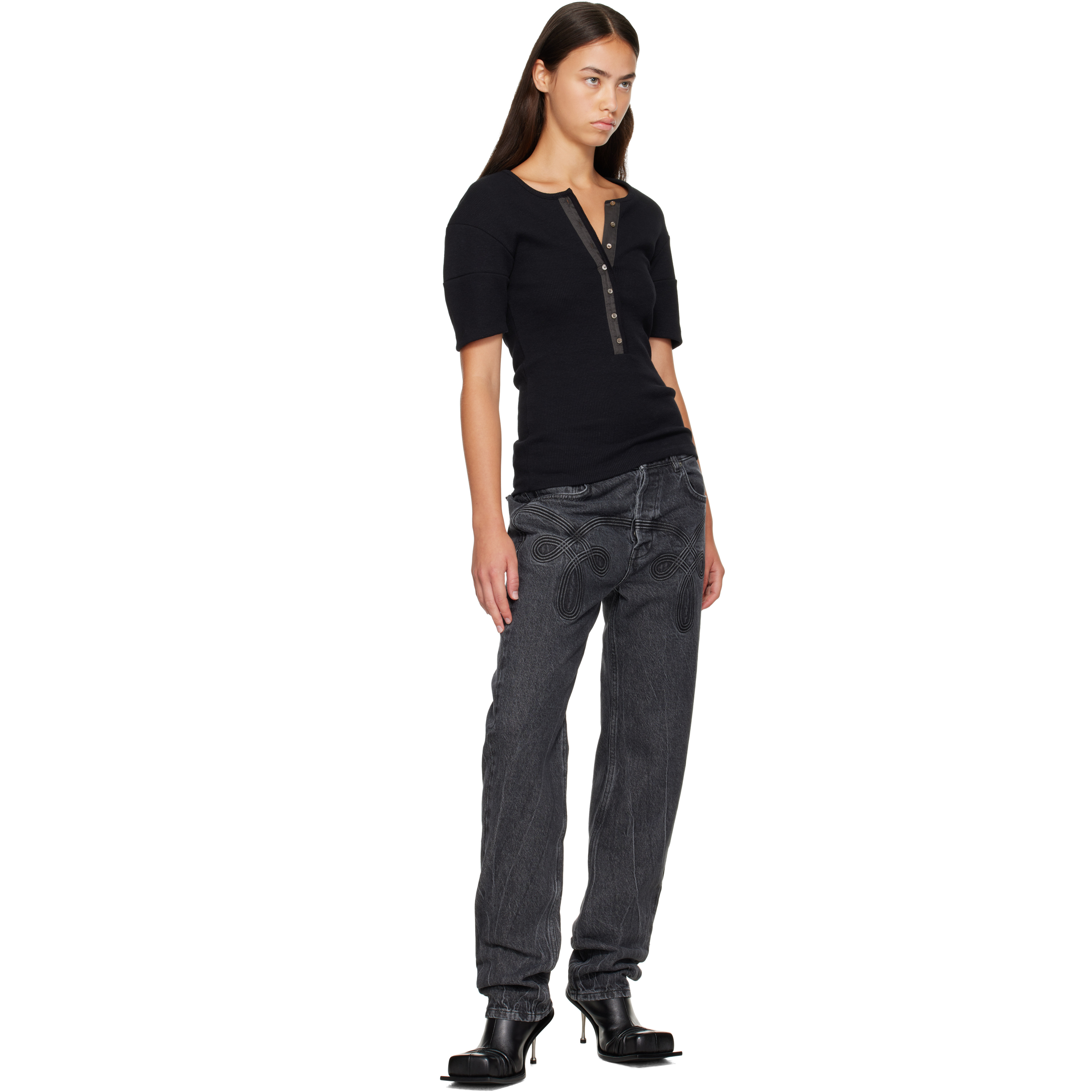 Black Braided Jeans