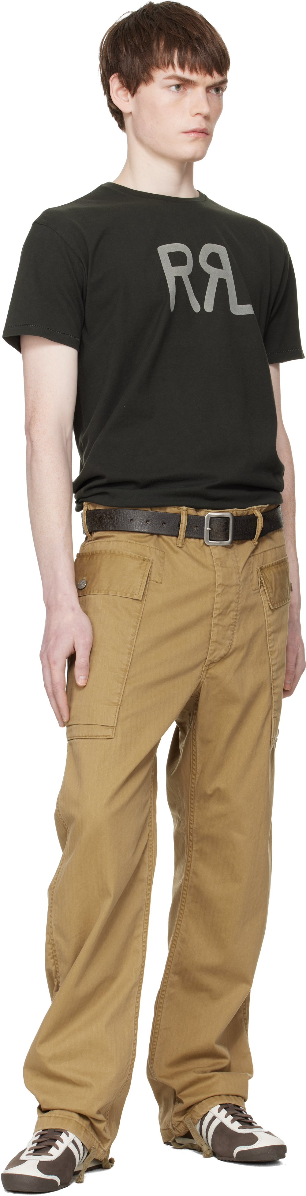 Tan Herringbone Twill Cargo Pants