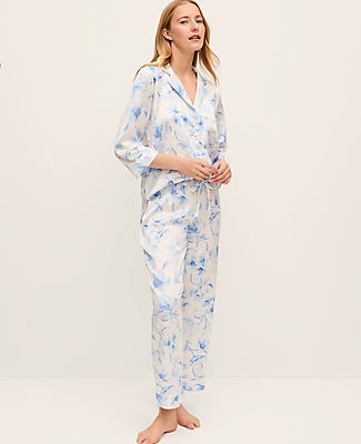 Ann Taylor Floral Satin Pajama Set