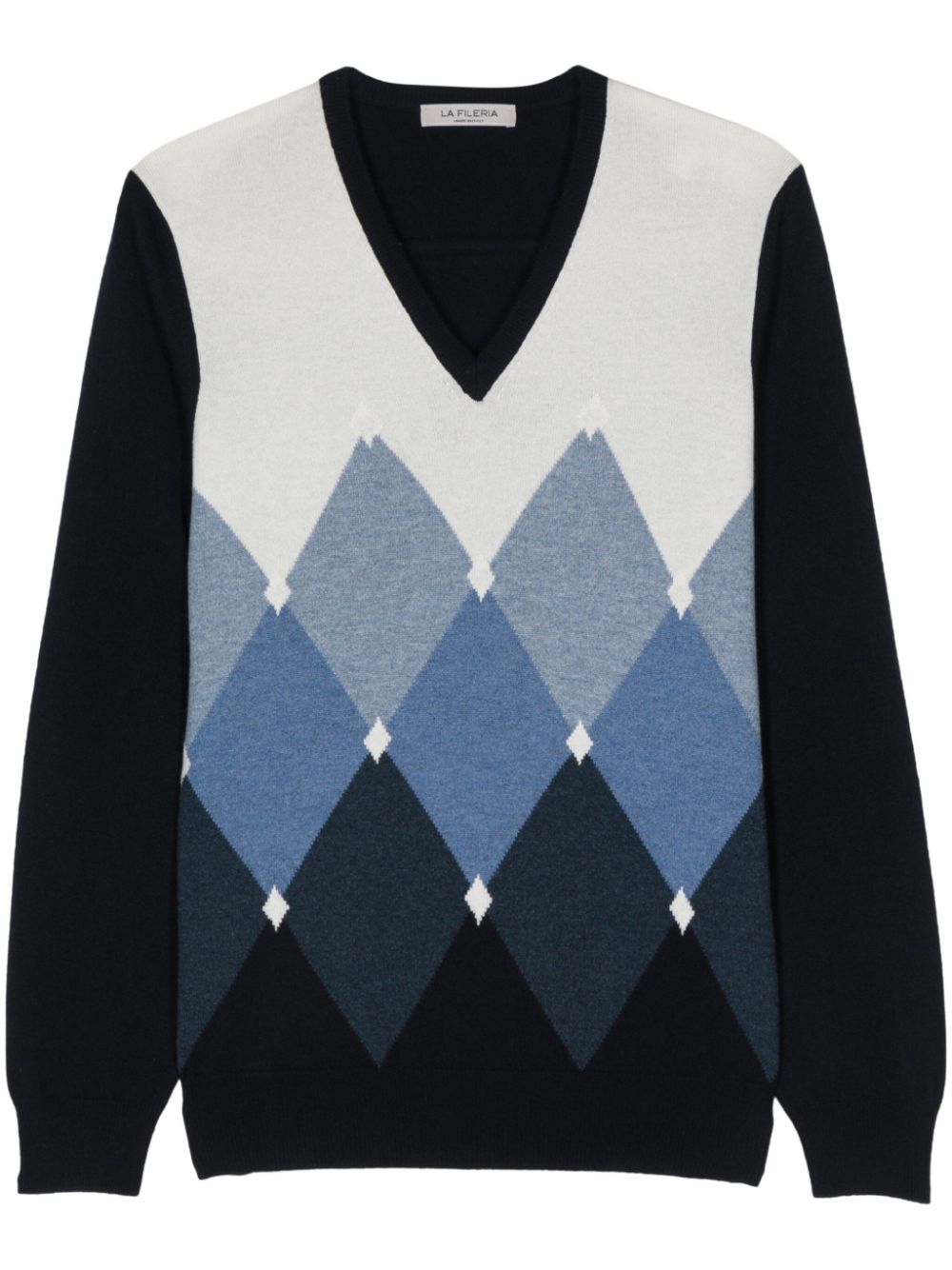 Argyle check pattern sweater - Black