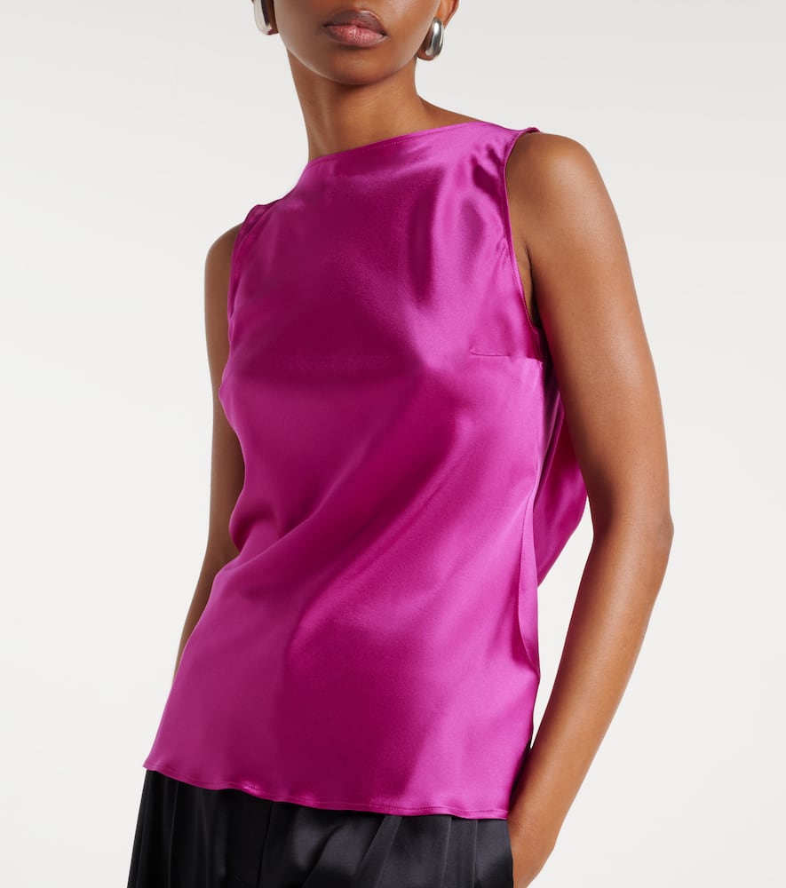 Open-back silk-blend satin top