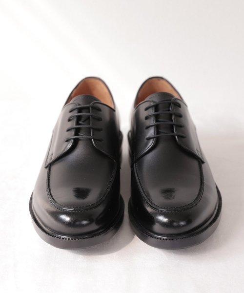 Casual U-tip Black Derby Shoes