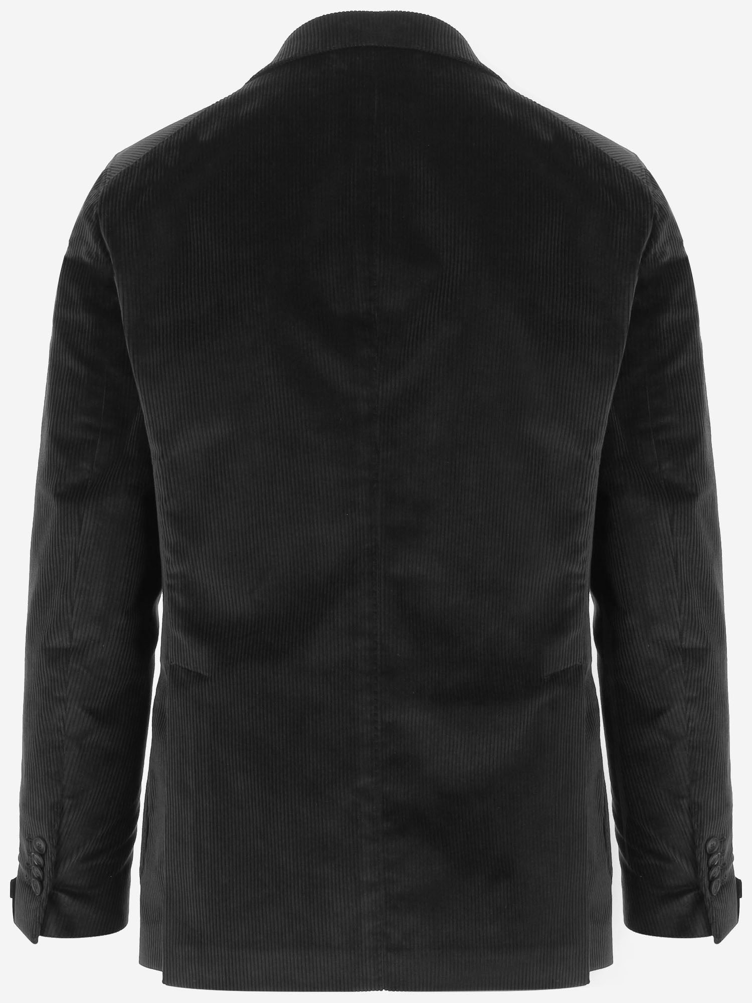 Ribbed Stretch Cotton Jacket — Black