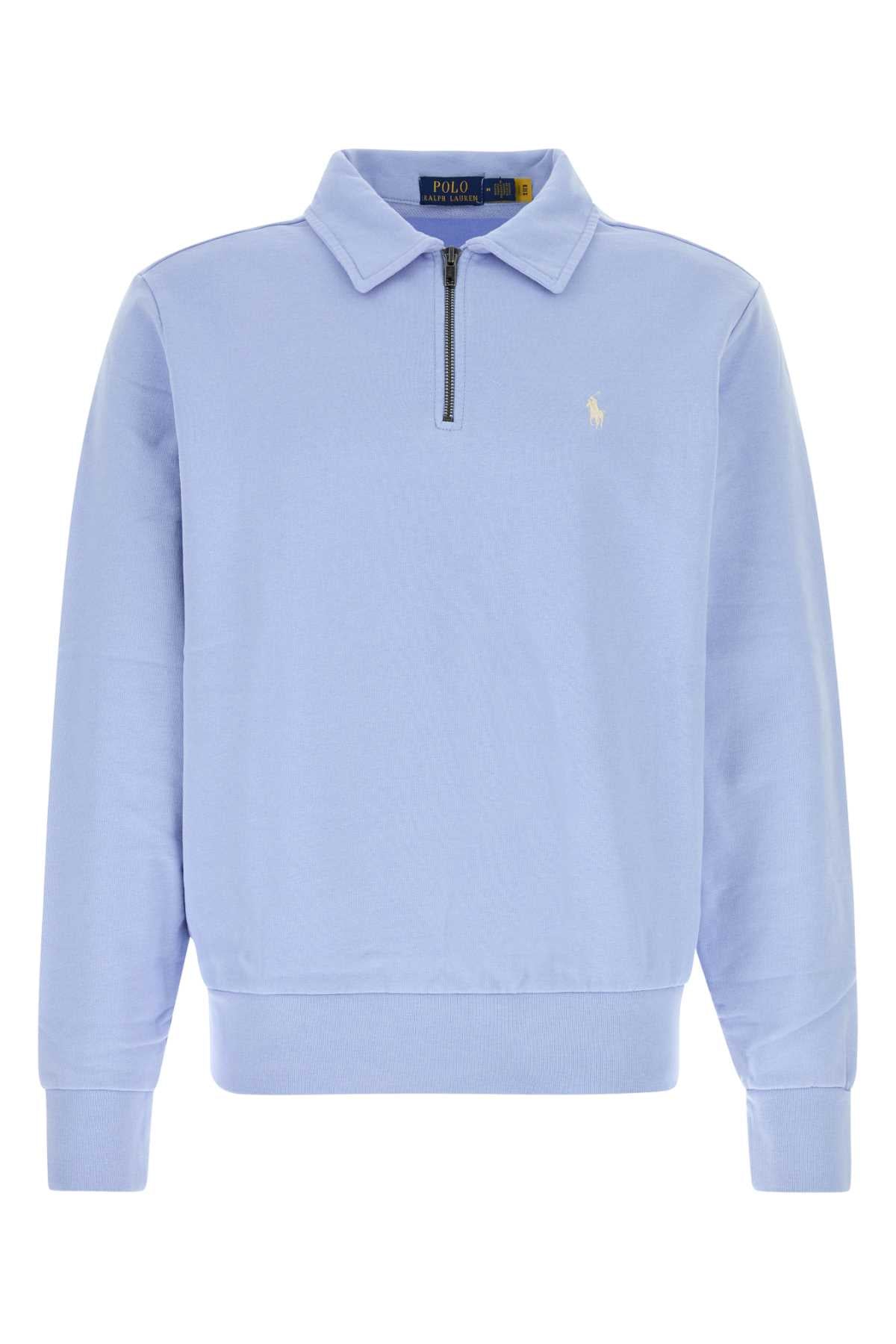 Cotton Knit Half-Zip Sweater — Blue