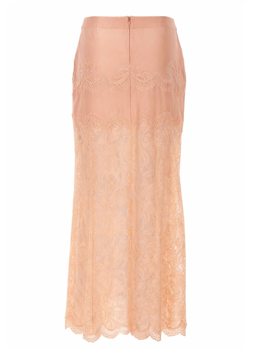 Pink Lace Midi Skirt