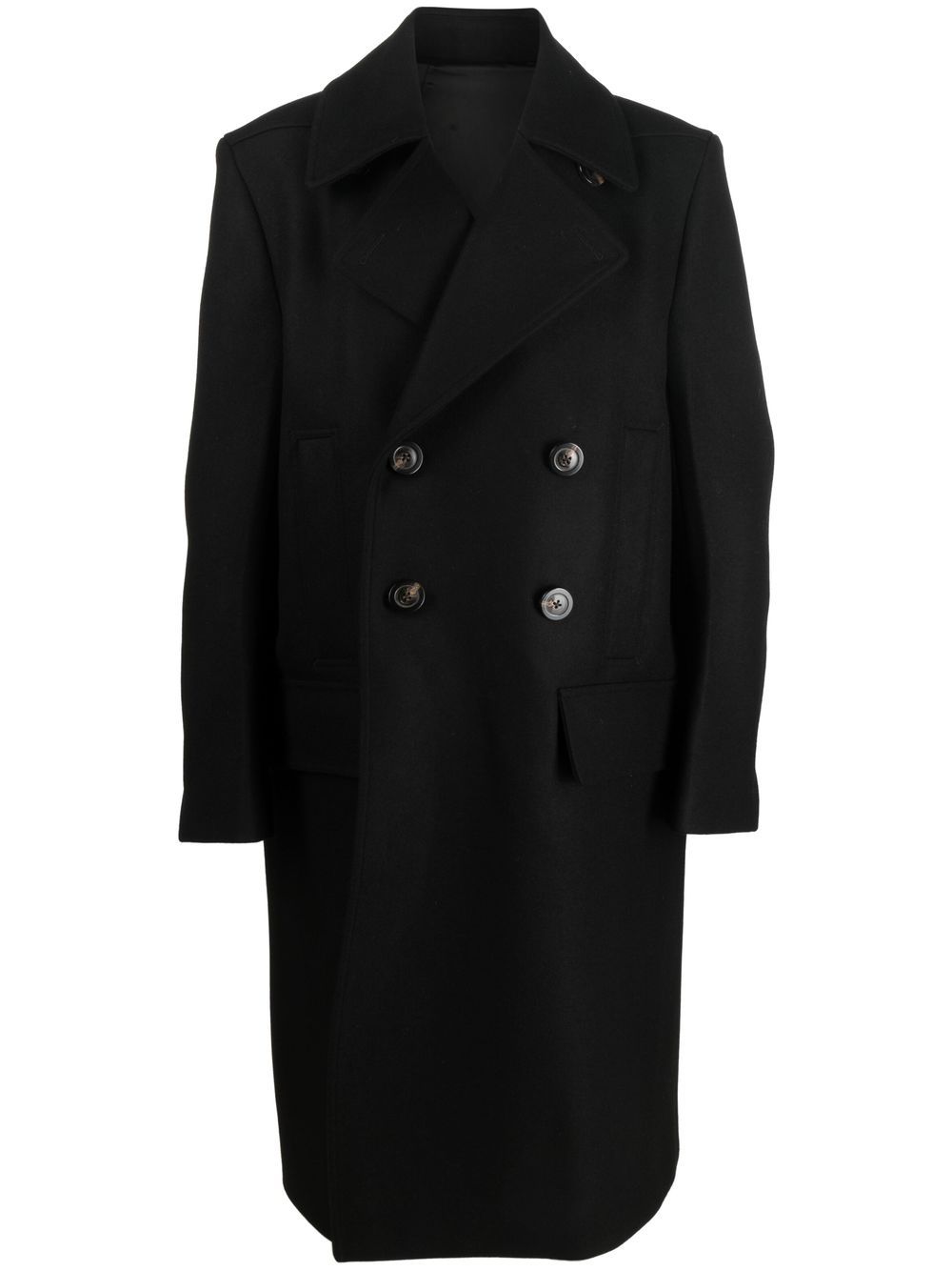 Double-breasted wide-lapel coat - Black
