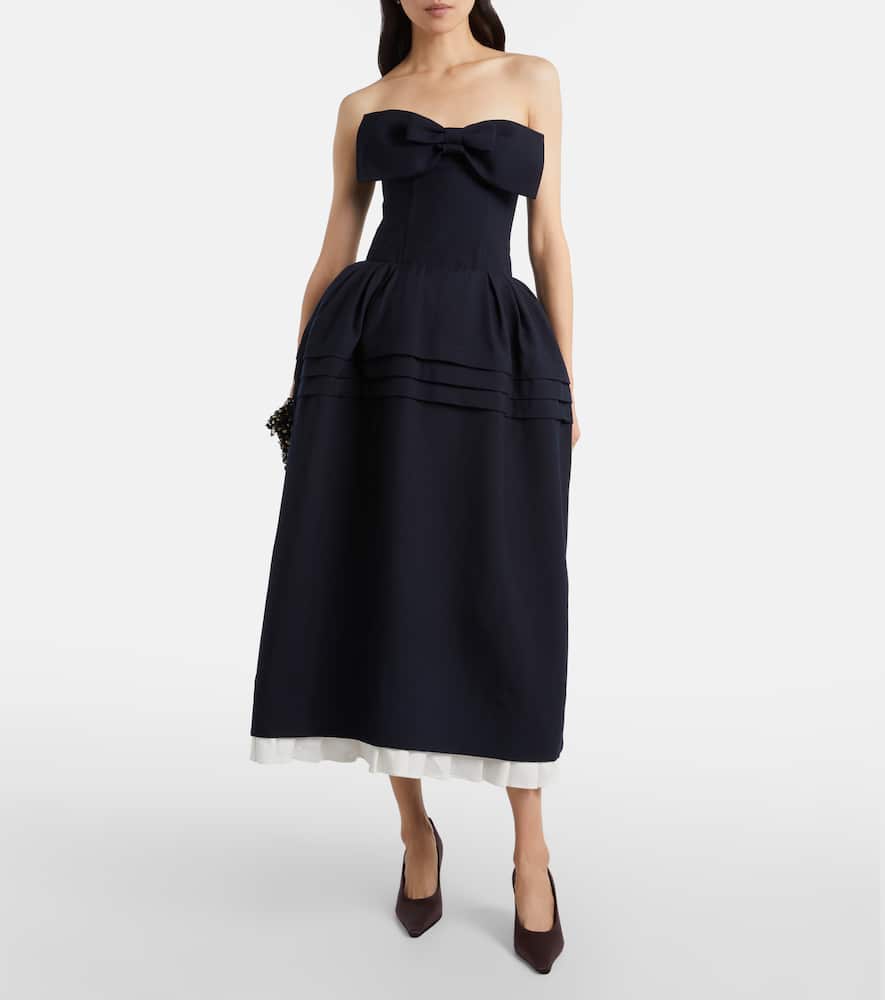 Bow-detail wool and silk midi dress