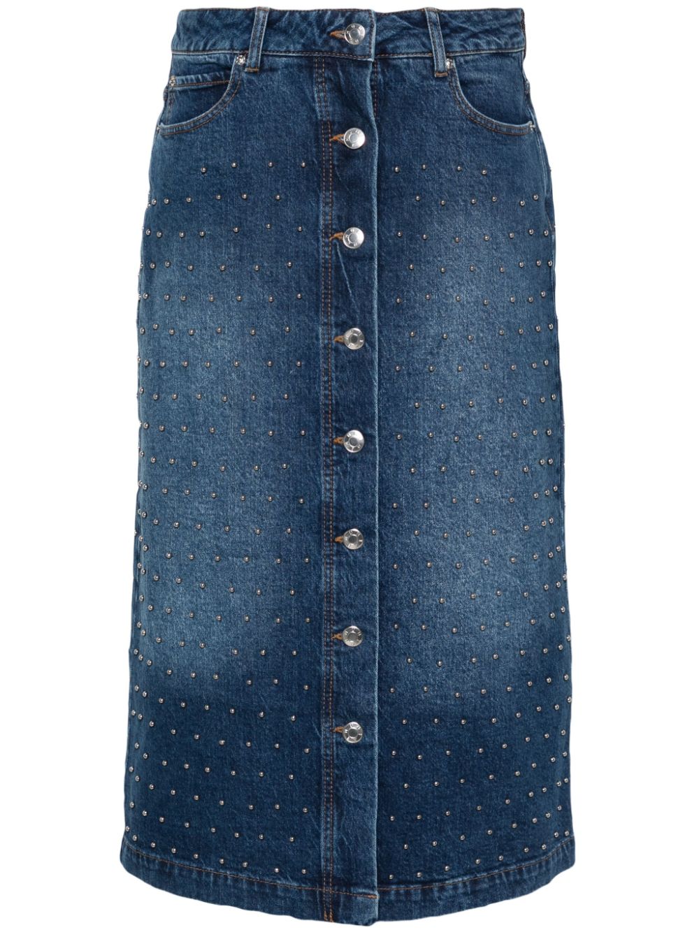 Lally stud-embellished denim skirt - Blue