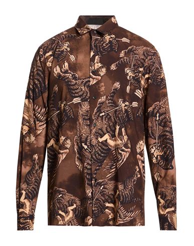 Man Shirt Brown Size 38 Cotton, Viscose