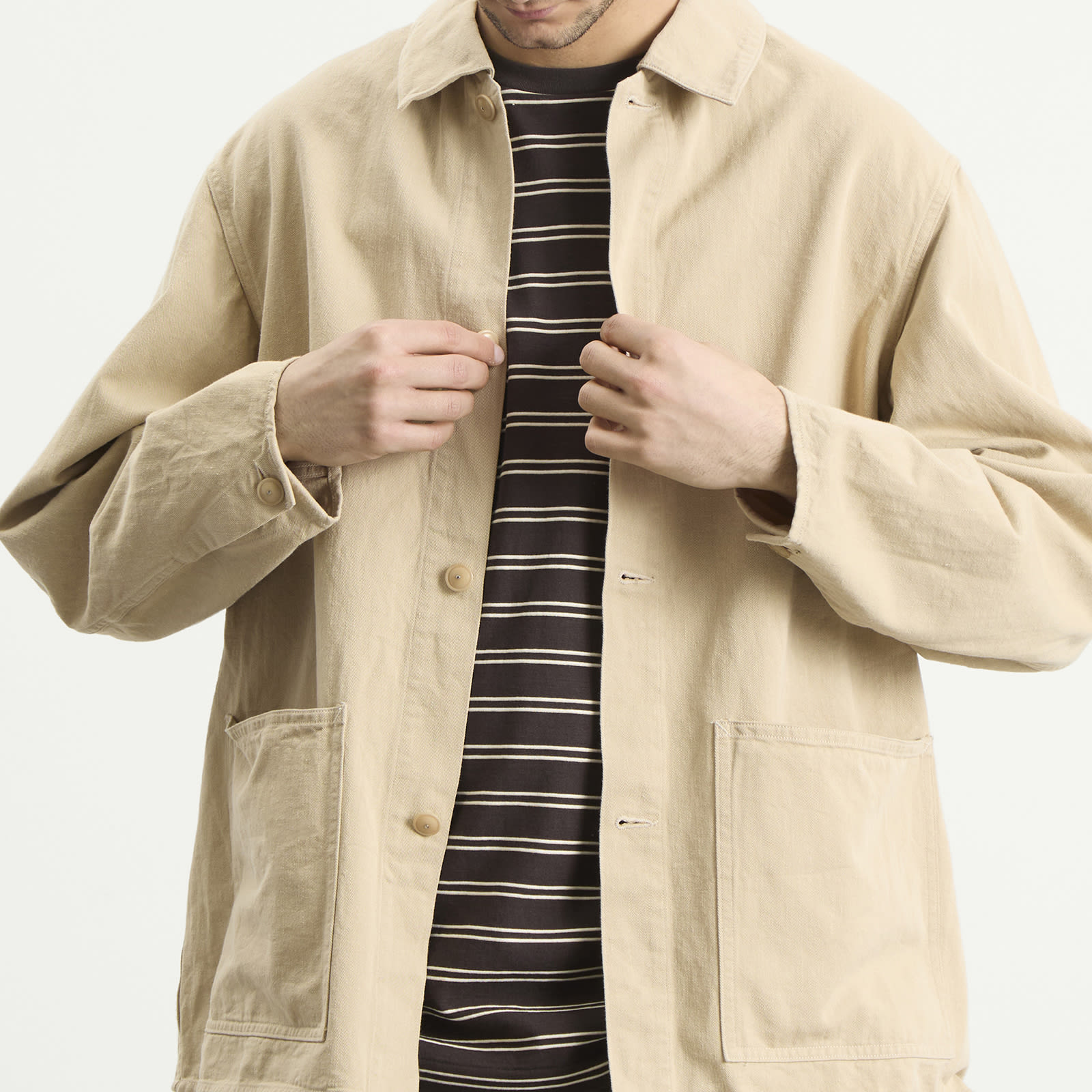 Men's Cotton Drill Coverall Jacket Khaki