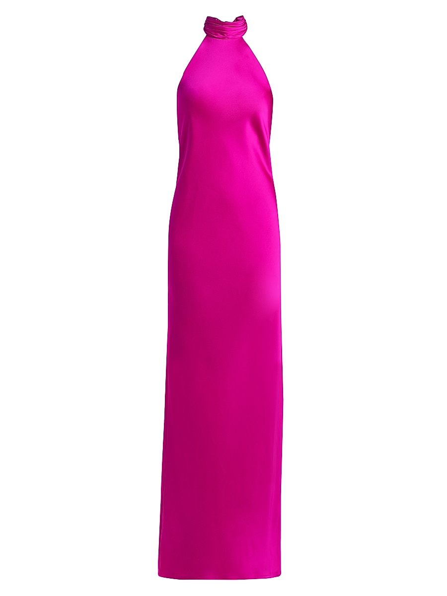 Women's Tatiana High-Neck Satin Gown - Fiesta Pink