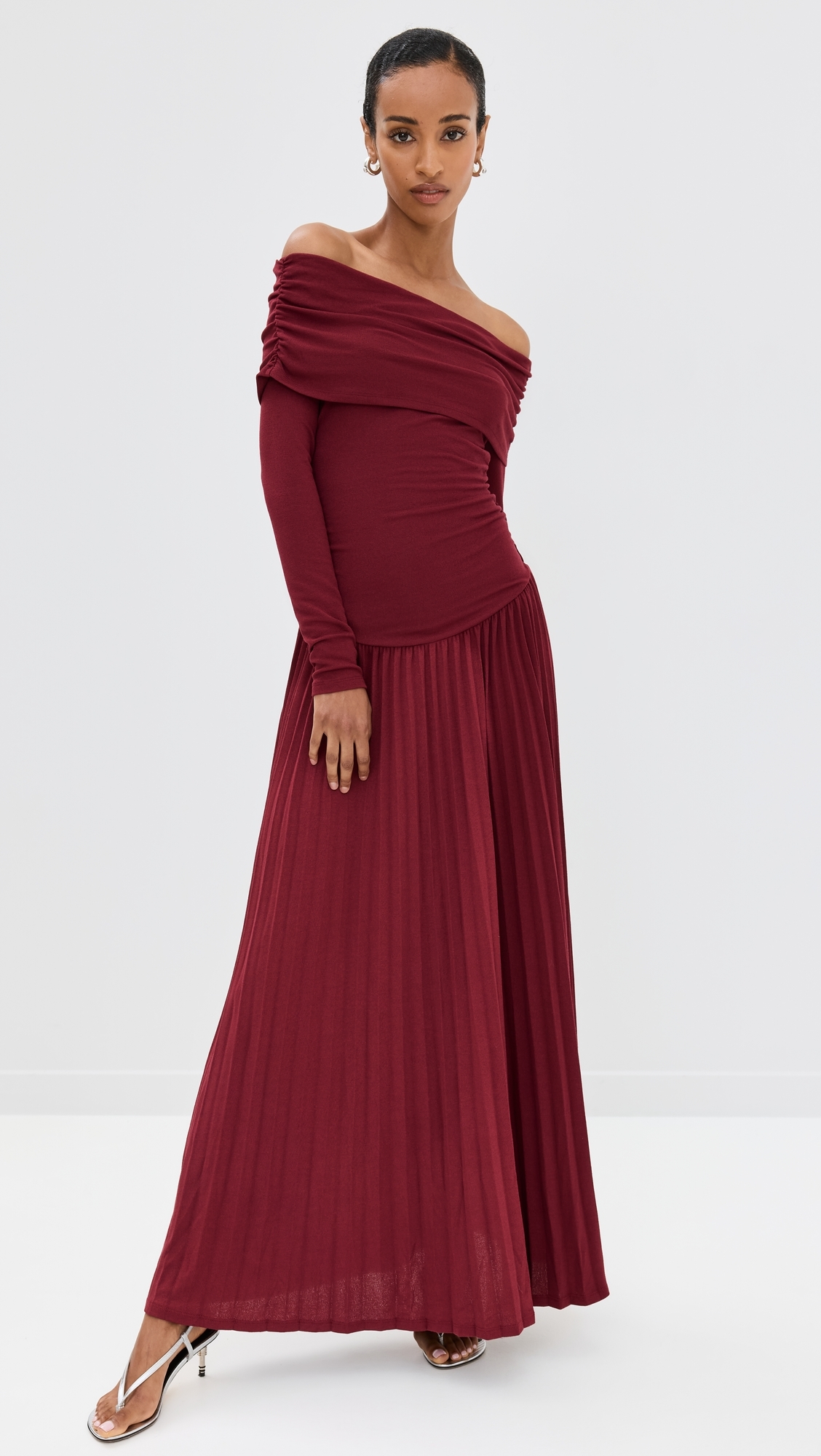 Field of Dreams Long Sleeve Maxi Dress Burgundy