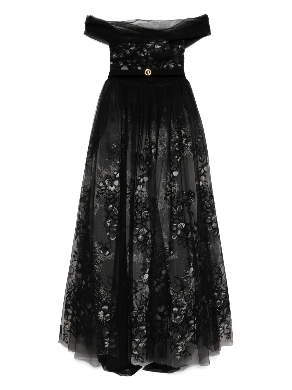 Gathered tulle gown - Black