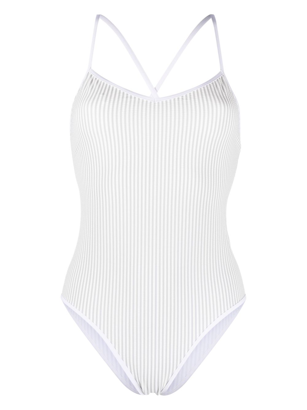 Stripe-print seersucker swimsuit - Grey