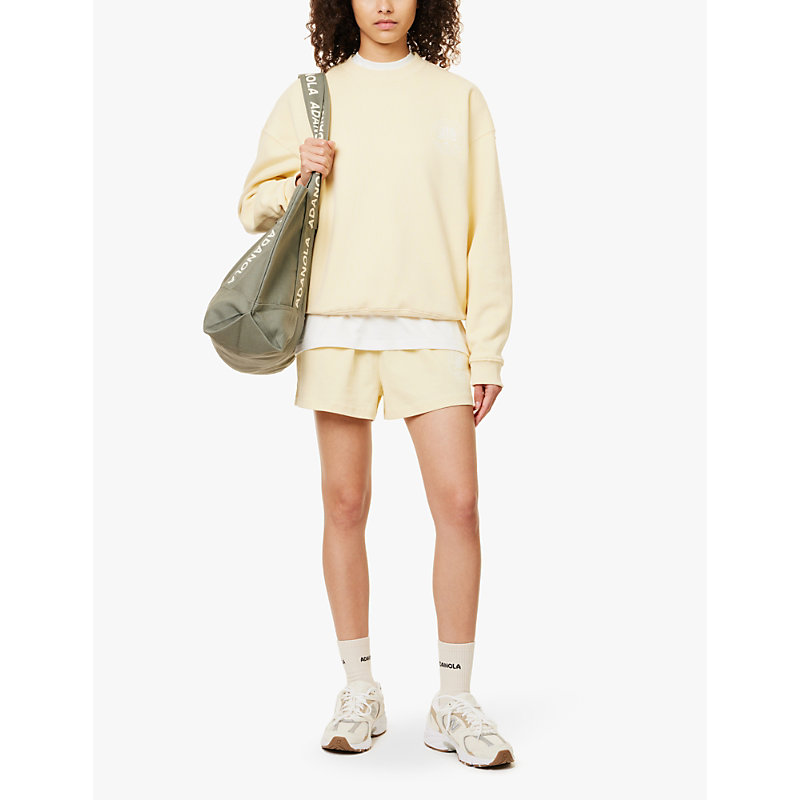 Womens Butter Yellow Logo-print Relaxed-fit Organic-cotton Sweatshirt 
