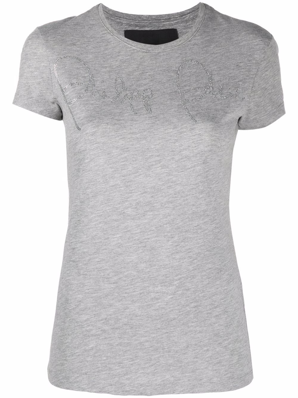Rhinestone embellished logo T-shirt - White
