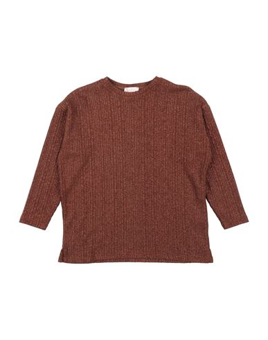 Kid Girl Sweater Brown Size 16 Polyester, Metallic fiber, Elastic fibres