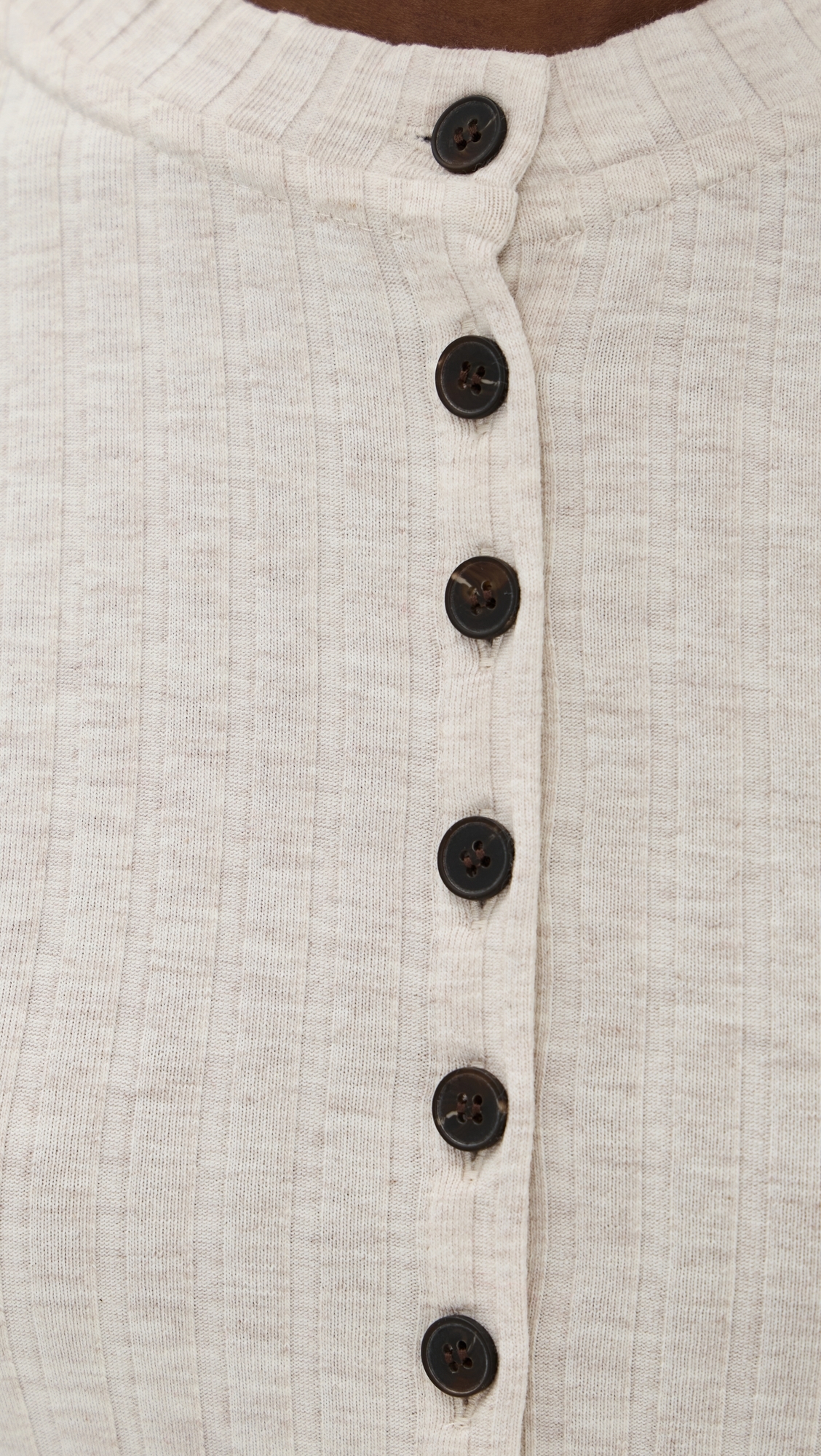 Daphne Ribbed Jersey Top Oatmeal Marl