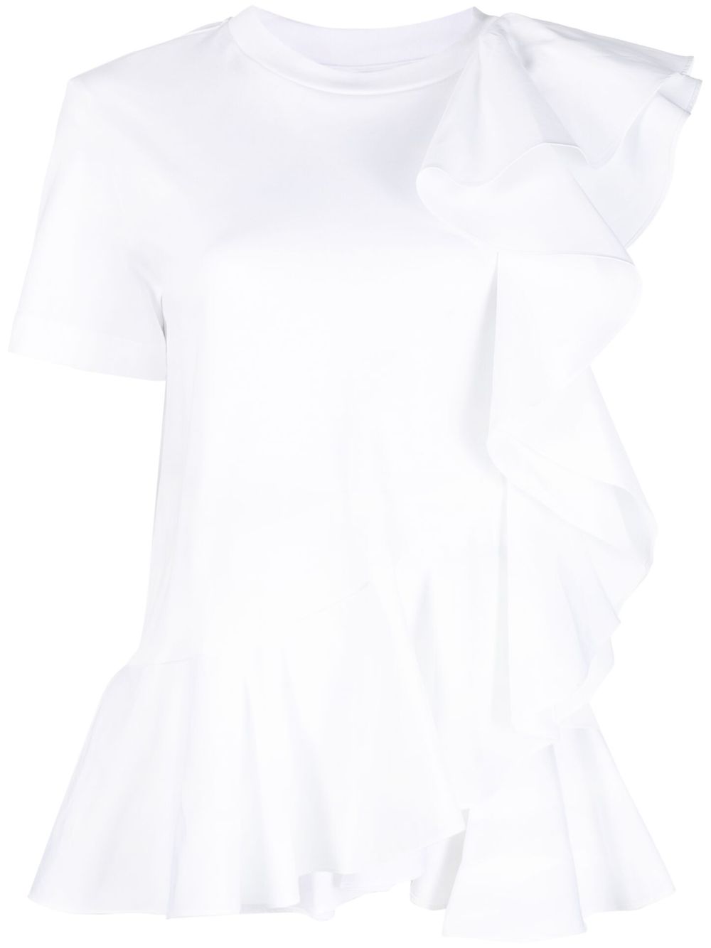 Asymmetric ruffled T-shirt - Black