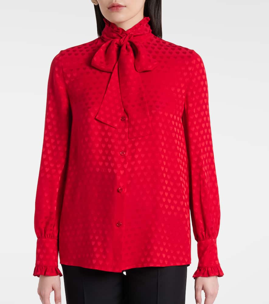 La Cour De Caur bow-detail silk crêpe shirt