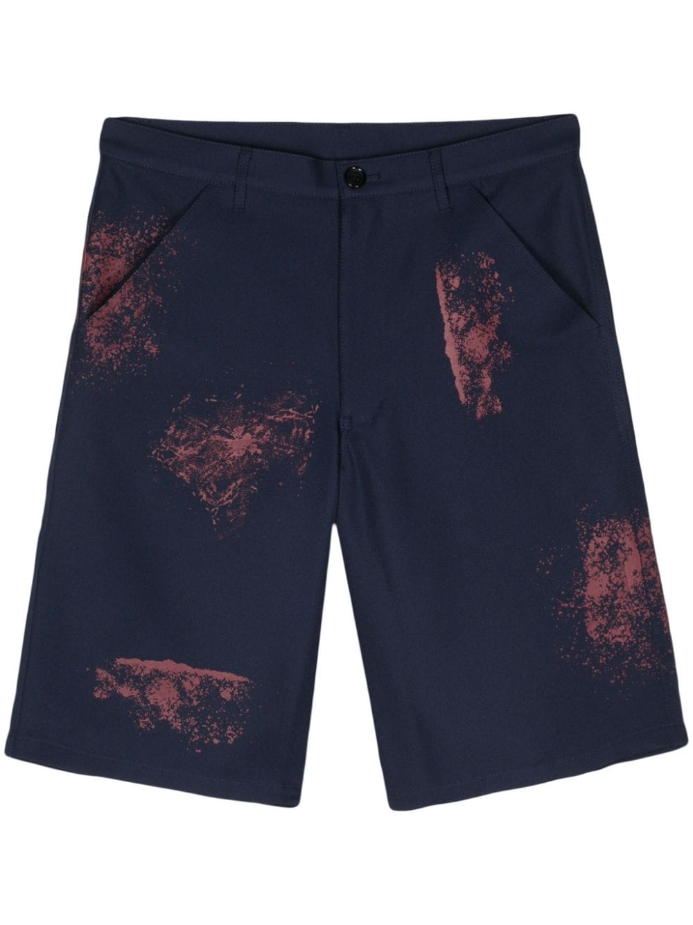 Paint Splatter-Detail Shorts — Navy