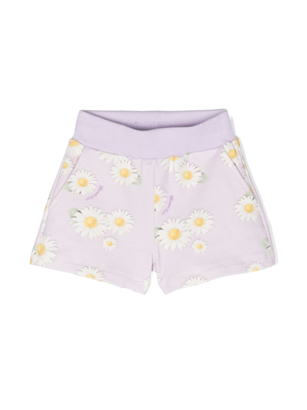 Daisy-print stretch-cotton shorts - Purple