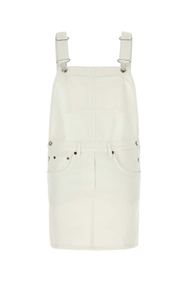 White Denim Dungarees Dress