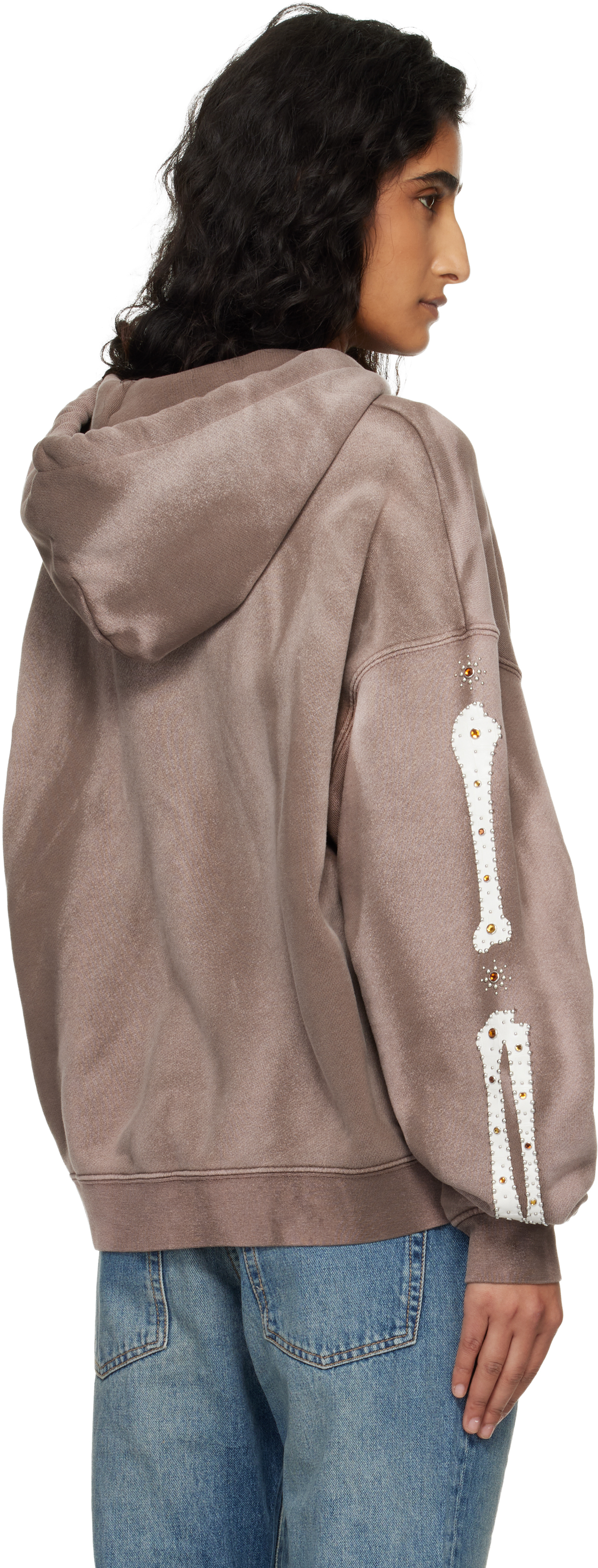 Brown Bones Studded Zip Hoodie