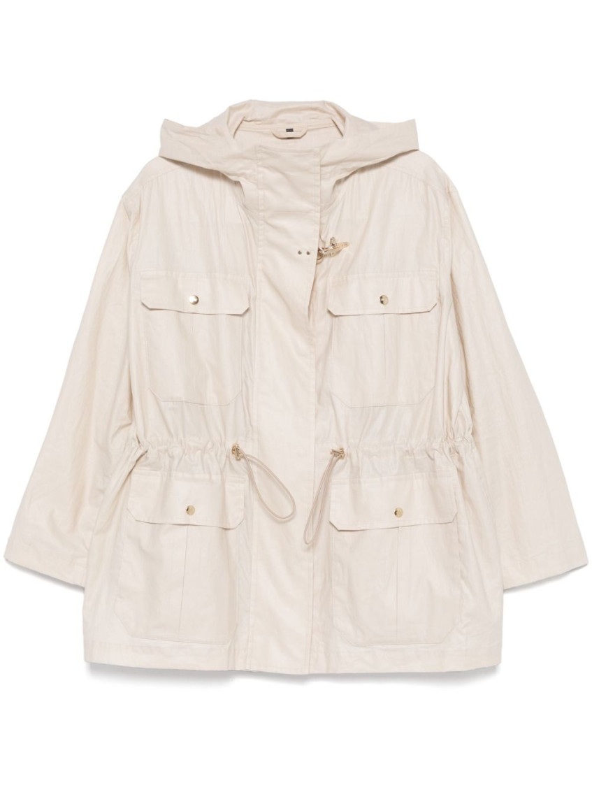 - Linen And Cotton Blend Parka Coat