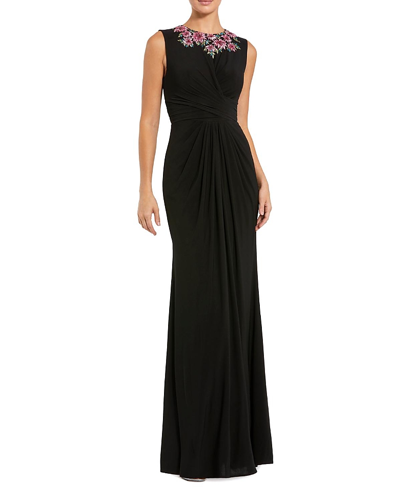 Jersey Twist Gown with Beaded Shoulders