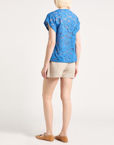 Momoní Woman Top Bright blue Size 8 Polyamide, Cotton, Viscose