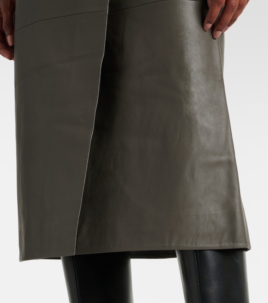 Météo leather midi skirt