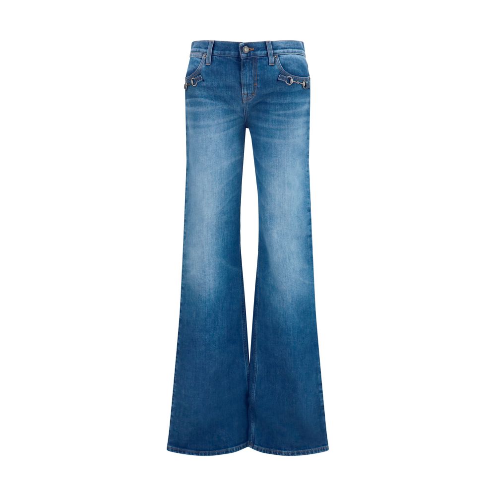 Horsebit Flared Jeans — Blue