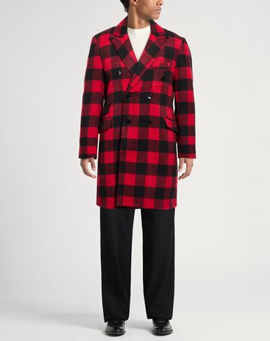 Man Coat Red Size 38 Cotton, Polyester